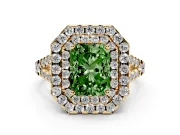 Radiant Cut Halo Split Shank Engagement Ring Setting for a Fancy Green Lab-Grown Diamond | Yellow Gold