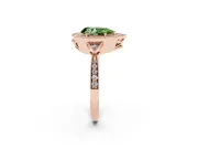 Pear-Shaped Milgrain Halo Engagement Ring Setting for a Fancy Green Lab-Grown Diamond | Graduated Pavé | Rose Gold