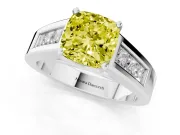 Cushion Cut Channel-Set Engagement Ring Setting for a Fancy Yellow Lab-Grown Diamond | Platinum