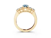 Pear-Shaped 5 Stone Engagement Ring Setting for a Fancy Blue Lab-Grown Diamond | Yellow Gold