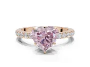 Heart-Shaped Hidden Halo Engagement Ring Setting for a Fancy Pink Lab-Grown Diamond | Pavé Band | Rose Gold