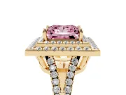 Princess Cut Halo Engagement Ring Setting for a Fancy Pink Lab-Grown Diamond | Yellow Gold - Design NV-24799