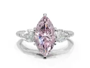 Marquise Three-Stone Ring Setting for a Fancy Pink Lab-Grown Diamond | Pear Side Stones | Platinum
