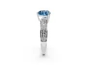 Heart-Shaped Three Row Pave Engagement Ring Setting for a Fancy Blue Lab-Grown Diamond | Platinum
