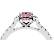 Emerald Cut Floral Engagement Ring Setting for a Fancy Pink Lab-Grown Diamond | Pavé Band | Platinum