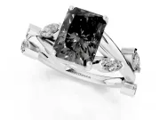 Radiant Cut Twisted Vine Engagement Ring Setting for a Black Center | Sterling Silver