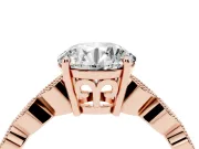 Round Cut Diamond Solitaire Ring Set in Rose gold with Infinity Twist Pavé Band