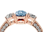 Pear-Shaped Three Stone Engagement Ring Setting for a Fancy Blue Lab-Grown Diamond | Graduated Pave Band | Rose Gold