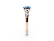 Round Five Stone Engagement Ring Setting for a Fancy Blue Lab-Grown Diamond | Plain Band | Rose Gold