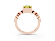 Fancy Yellow Princess Cut Diamond Vintage-Inspired Milgrain Ring Set in Rose gold with Marquise Stations of Round Accents