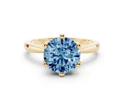 Round Tapered Solitaire Engagement Ring Setting for a Fancy Blue Lab-Grown Diamond | Claw Prong Head | Yellow Gold