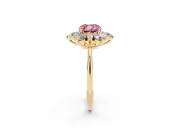 Cushion Cut Cluster Halo Engagement Ring Setting for a Fancy Pink Lab-Grown Diamond | Yellow Gold