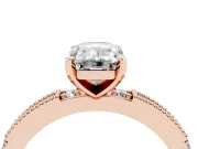 Emerald Cut Vintage Pavé Solitaire Engagement Ring Setting | Milgrain Edges | Rose Gold