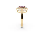 Emerald Cut Scalloped Cluster Halo Engagement Ring Setting for a Fancy Pink Lab-Grown Diamond | Plain Band | Yellow Gold