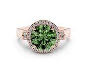 Round Pavé Halo Engagement Ring Setting for a Fancy Green Lab-Grown Diamond | Rose Gold