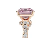 Asscher Cut Pavé Solitaire Engagement Ring Setting for a Fancy Pink Lab-Grown Diamond | Crossover Gallery | Rose Gold