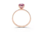 Radiant Cut Pave Solitaire Engagement Ring Setting for a Fancy Pink Lab-Grown Diamond | Pave Shoulders | Rose Gold