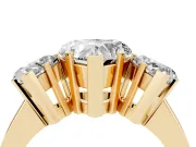 Heart-Shaped Three Stone Engagement Ring Setting | Large Side Stones | Yellow Gold