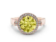 Round Pavé Halo Engagement Ring Setting for a Fancy Yellow Lab-Grown Diamond | Rose Gold