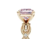 Princess Cut Vintage Engagement Ring Setting for a Fancy Pink Lab-Grown Diamond | Graduated Stations | Yellow Gold