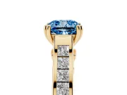 Cushion Cut Channel Engagement Ring Setting for a Fancy Blue Lab-Grown Diamond | Yellow Gold - Design NV-24671