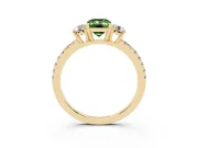 Emerald Cut Three Stone Engagement Ring Setting for a Fancy Green Lab-Grown Diamond | Pave Shoulders | Yellow Gold