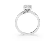 Cushion Cut Twisted Split Shank Pave Engagement Ring Setting | Pave Gallery | White Gold