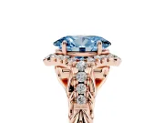 Oval Hidden Halo Filigree Engagement Ring Setting for a Fancy Blue Lab-Grown Diamond | Rose Gold
