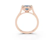 Emerald Cut Claw Corner Halo Engagement Ring Setting for a Fancy Blue Lab-Grown Diamond | Slim Plain Band | Rose Gold