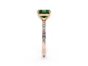 Fancy Green Asscher Cut Diamond Brilliant Solitaire Ring Set in Rose gold with Pavé Band and Prong Setting