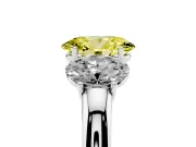 Oval Three Stone Engagement Ring Setting for a Fancy Yellow Lab-Grown Diamond | Matching Side Stones | Platinum