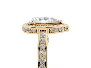 Pear-Shaped Sectioned Halo Engagement Ring Setting | Pavé Gallery and Band | Yellow Gold