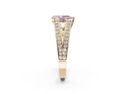 Pear-Shaped Split Shank Pavé Engagement Ring Setting for a Fancy Pink Lab-Grown Diamond | Yellow Gold
