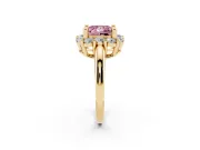 Princess Cut Cluster Halo Engagement Ring Setting for a Fancy Pink Lab-Grown Diamond | Large Round Accents | Yellow Gold