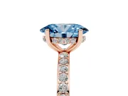Oval Hidden Halo Engagement Ring Setting for a Fancy Blue Lab-Grown Diamond | Pavé Band | Rose Gold