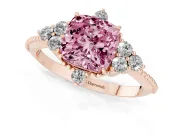 Cushion Cut Cluster Engagement Ring Setting for a Fancy Pink Lab-Grown Diamond | Rose Gold