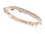 Round Lab-Grown Diamond Pavé Ribbon Twist Wedding Band | Polished Turn | Rose Gold