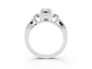 Emerald Cut Three Stone Engagement Ring Setting | Pavé Split Shank | White Gold