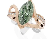 Marquise Bypass Solitaire Engagement Ring Setting for a Fancy Green Lab-Grown Diamond | Pavé Strands | Rose Gold