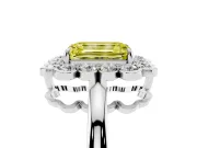 Emerald Cut Halo Engagement Ring Setting for a Fancy Yellow Lab-Grown Diamond | Sterling Silver - Design NV-24719