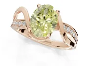Oval Bypass Solitaire Engagement Ring Setting for a Fancy Yellow Lab-Grown Diamond | Pavé and Plain Strands | Rose Gold