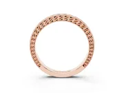 Round Diamond Channel Wedding Band Set in Rose gold with Milgrain Edges
