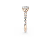 Radiant Cut Graduated Side Stone Engagement Ring Setting | Individually Seated | Rose Gold