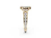 Round Halo Side Cluster Engagement Ring Setting | Graduated Channel Band | Yellow Gold