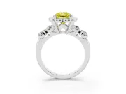 Fancy Yellow Radiant Cut Diamond Floral Halo Ring Set in Platinum with Shared Prong Band