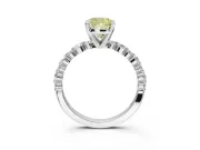 Cushion Cut Pavé Engagement Ring Setting for a Fancy Yellow Lab-Grown Diamond | Alternating Accents | White Gold