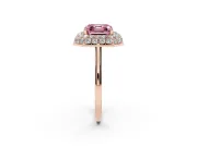 Asscher Cut Pave Halo Engagement Ring Setting for a Fancy Pink Lab-Grown Diamond | Slim Plain Band | Rose Gold