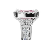 Asscher Cut Halo Engagement Ring Setting for a Fancy Pink Lab-Grown Diamond | Graduated Channel Band | Platinum