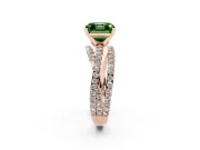 Fancy Green Asscher Cut Diamond Solitaire Twist Band Ring Set in Rose gold with Pavé Setting and Prong Head