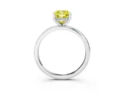 Fancy Yellow Cushion Cut Diamond Solitaire Engagement Ring Set in Silver with Prong Setting and Polished Band